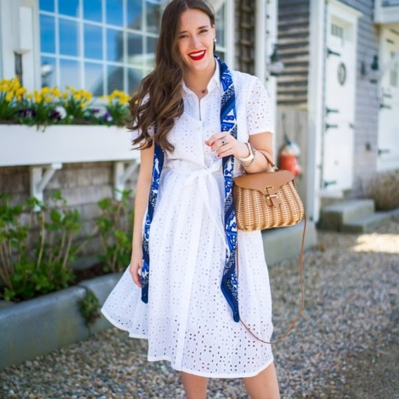 Brooks Brothers Eyelet Shirtdress, Size 2 - Picture 1 of 9